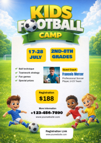 Blue Joyful Kids Football Camp A4 template