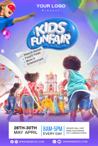 Blue Joyful Kids Funfair Poster template
