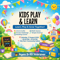 Blue Joyful Kids Play & Learn Event Instagram Post Instagram-Beitrag template
