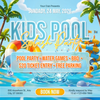 Blue Joyful Kids Pool Party Instagram Post template