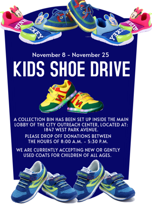 Blue joyful kids shoe drive a4 Template | PosterMyWall