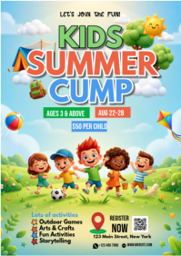 Blu Kids Summer Camp A4 Template