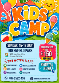Bleu Kids Summer Camp A4 Template