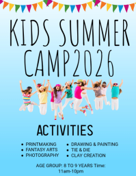 Blue Joyful Kids Summer Camp Flyer Folder (US Letter) template