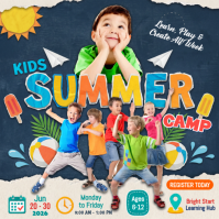 Blue Joyful Kids Summer Camp Instagram Post template