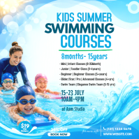 Hvid Kids Summer Swimming Courses Vierkant Template