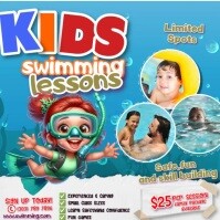 Blue Joyful Kids Swimming Lesson  Instagram Post template
