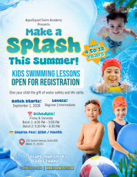 Blue Kids Swimming Lessons Flyer Template