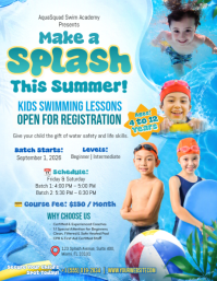 Blue Kids Swimming Lessons Folder Template