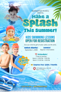 Blu Kids Swimming Lessons Poster Template
