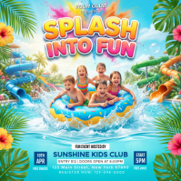 Blue Joyful Kids Water Park Event Instagram Post Instagram-Beitrag template