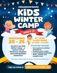 Blue Joyful Kids Winter Camp Flyer (us Letter) template