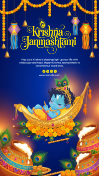 Niebieski Krishna Janmashtami Instagram na Kuwento Template