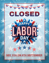 Blue Labor Day Closure 传单(美国信函) Template
