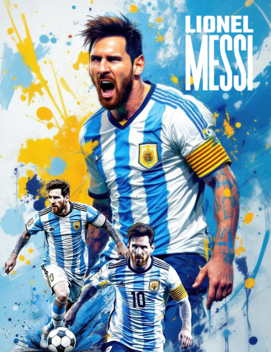 Plantilla de Blue joyful lionel messi flyer | PosterMyWall