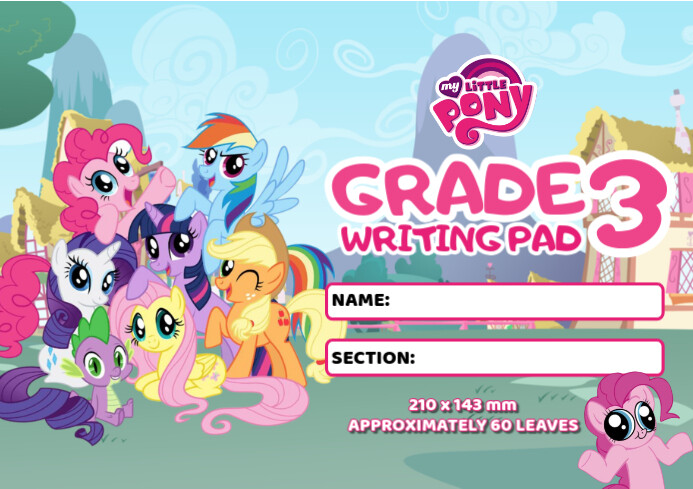 Blue Joyful Little Pony Theme Writing Pad A4 Template | PosterMyWall