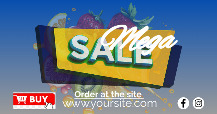 Blue Joyful Mega Sale Banner  Facebook Shared Image template