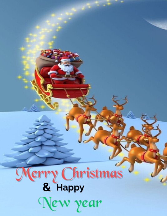Copy of Blue Joyful Merry Christmas And Happy New Year Flyer (us Letter ...