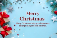 Blue Joyful Merry Christmas  Label template