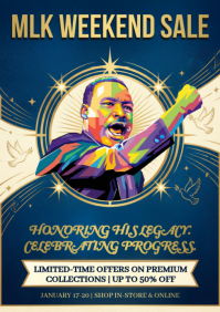 Blue Joyful Mlk Weekend Sale Flyer A4 template