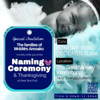 Blue Joyful Naming Ceremony Square (1:1) template