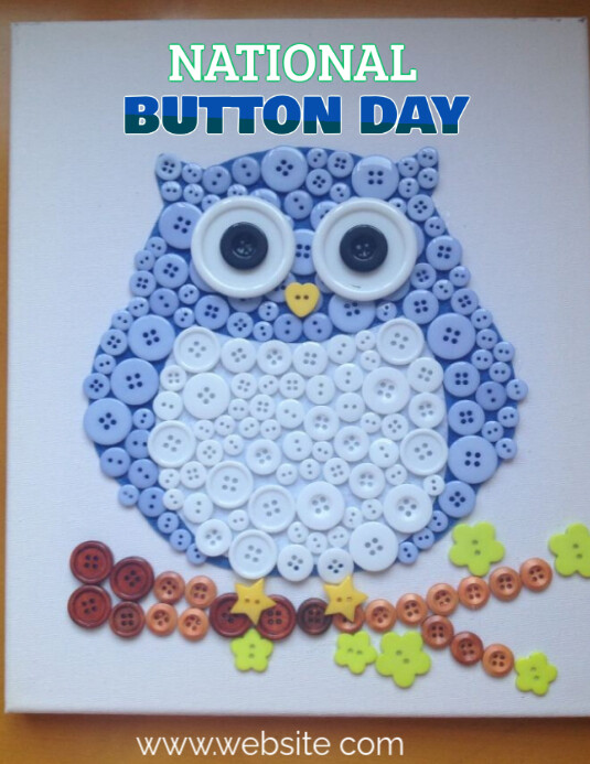 Blue Joyful National Button Day Template Design Flyer (us Letter ...