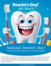 Blue Joyful National Dentist Day Flyer (us Letter) template