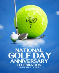 Blue Joyful National Golf Day  Instagram Portrait template