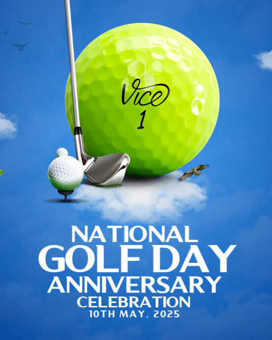 Blue Joyful National Golf Day  Instagram Portrait template