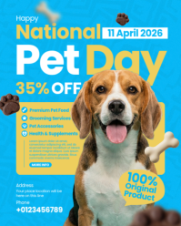 Blue National Pet Day Instagram Portrait Template