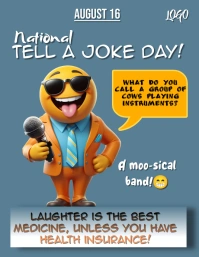 Blue Joyful National Tell A Joke Day Flyer (u template