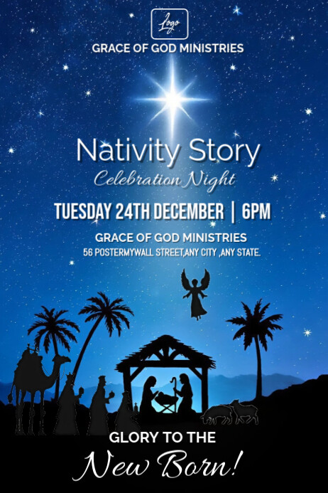 Nativity Performance Logo Modèle Blue Joyful Nativity Poster | PosterMyWall