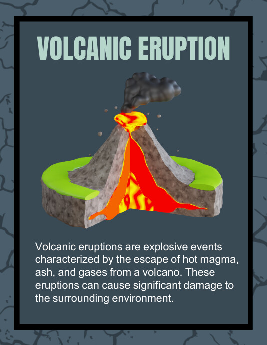 Blue Joyful Natural Disasters Volcanic Erupti Flyer (US Letter) template