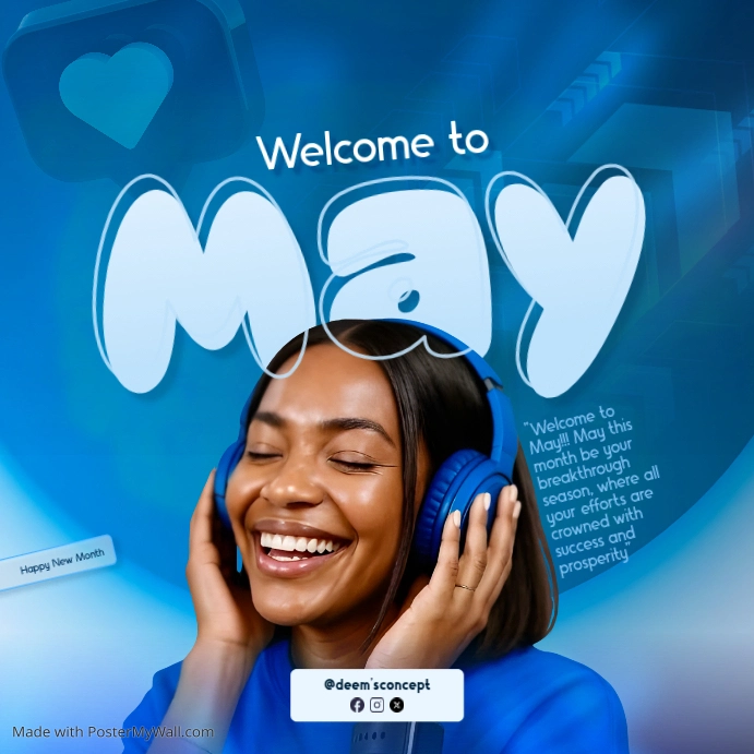 Blue Joyful New Month Celebration Instagram Post Template | PosterMyWall