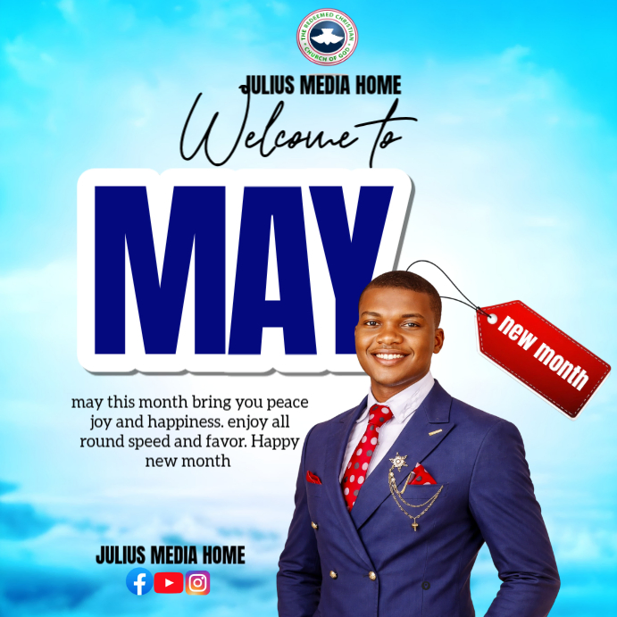 Blue Joyful New Month Celebration Instagram Post Template | PosterMyWall