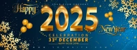 Blue Joyful New Year 2025 Invitation Banner Facebook Cover Photo template