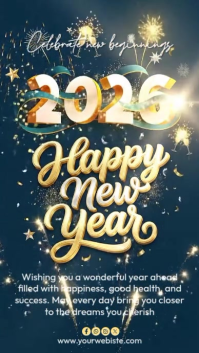 Blue Joyful New Year Instagram Story template