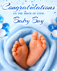 Blue Joyful Newborn Announcement congrats for your newborn greeting cards printable template ideas I Instagram Portrait