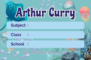 Blue Joyful Ocean Book Labels for School Template Etiqueta