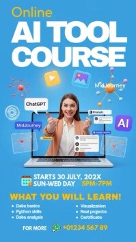 Blue Joyful Online Ai Tool Course Instagram Reel template