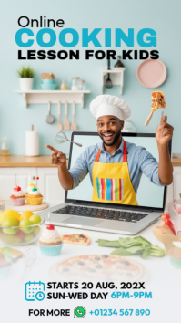 Blue Joyful Online Kids Cooking Instagram Story template