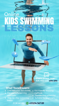 Blue Joyful Online Kids Swimming Instagram Story template