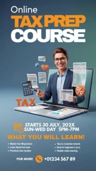 Blue Joyful Online Tax Prep Course Instagram Story template