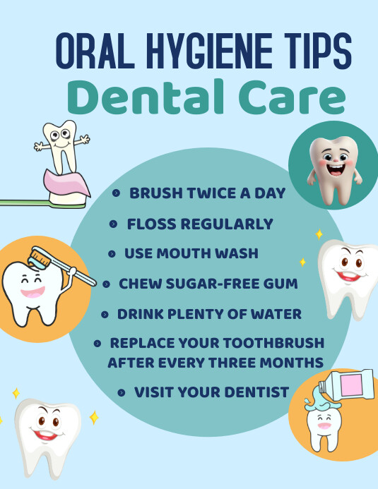 Blue Joyful Oral Hygiene  Flyer (us Letter) template