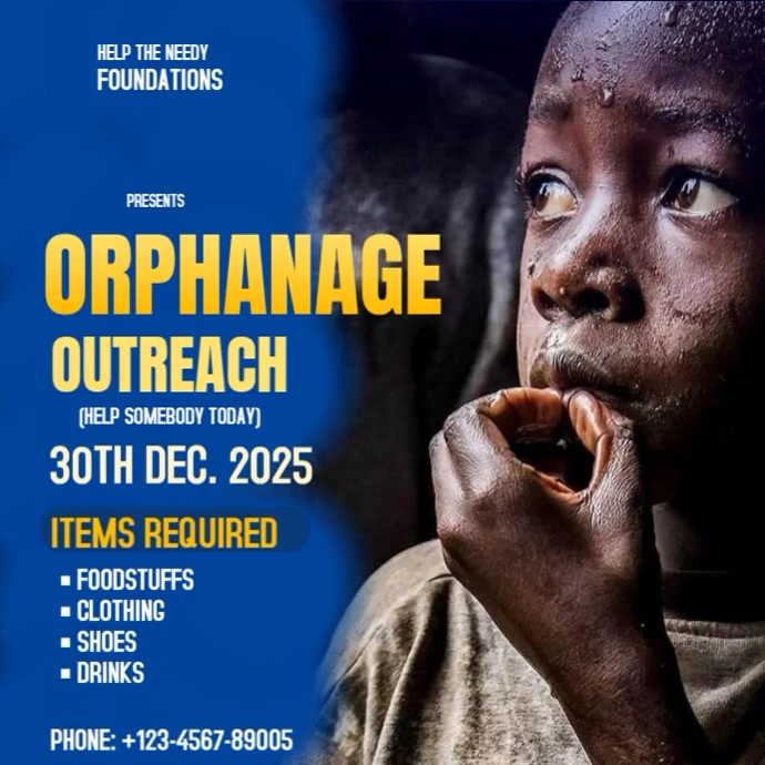 Blue Joyful Orphanage Donation Drive Outreach Instagram Post Template ...