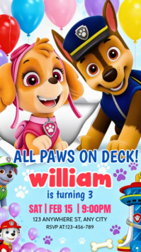 Blue Joyful Paw Patrol Birthday Party Instagram Story template