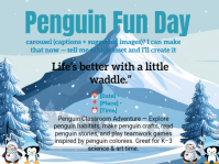 Blue Joyful Penguin Fun Day Post Design Template Yard Sign