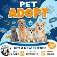 Blue Joyful Pet Adoption Instagram Post template