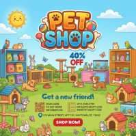 Blue Joyful Pet Adoption Promotion Instagram Post template