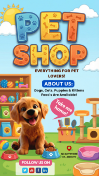 Blue Joyful Pet Shop Instagram Story template